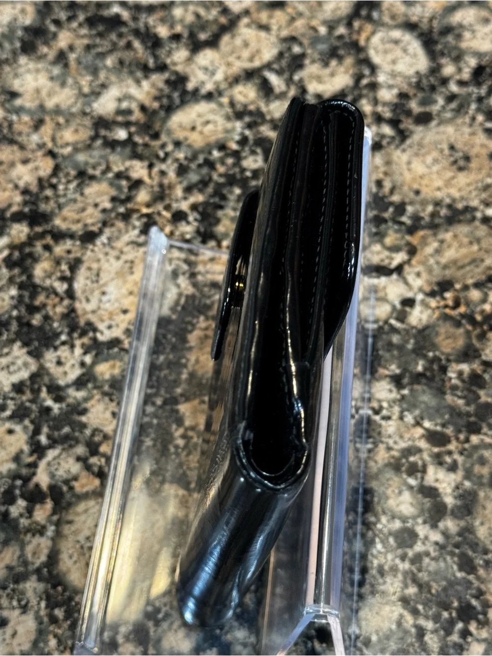 Gucci Black Patent Leather Compact Wallet VINTAGE